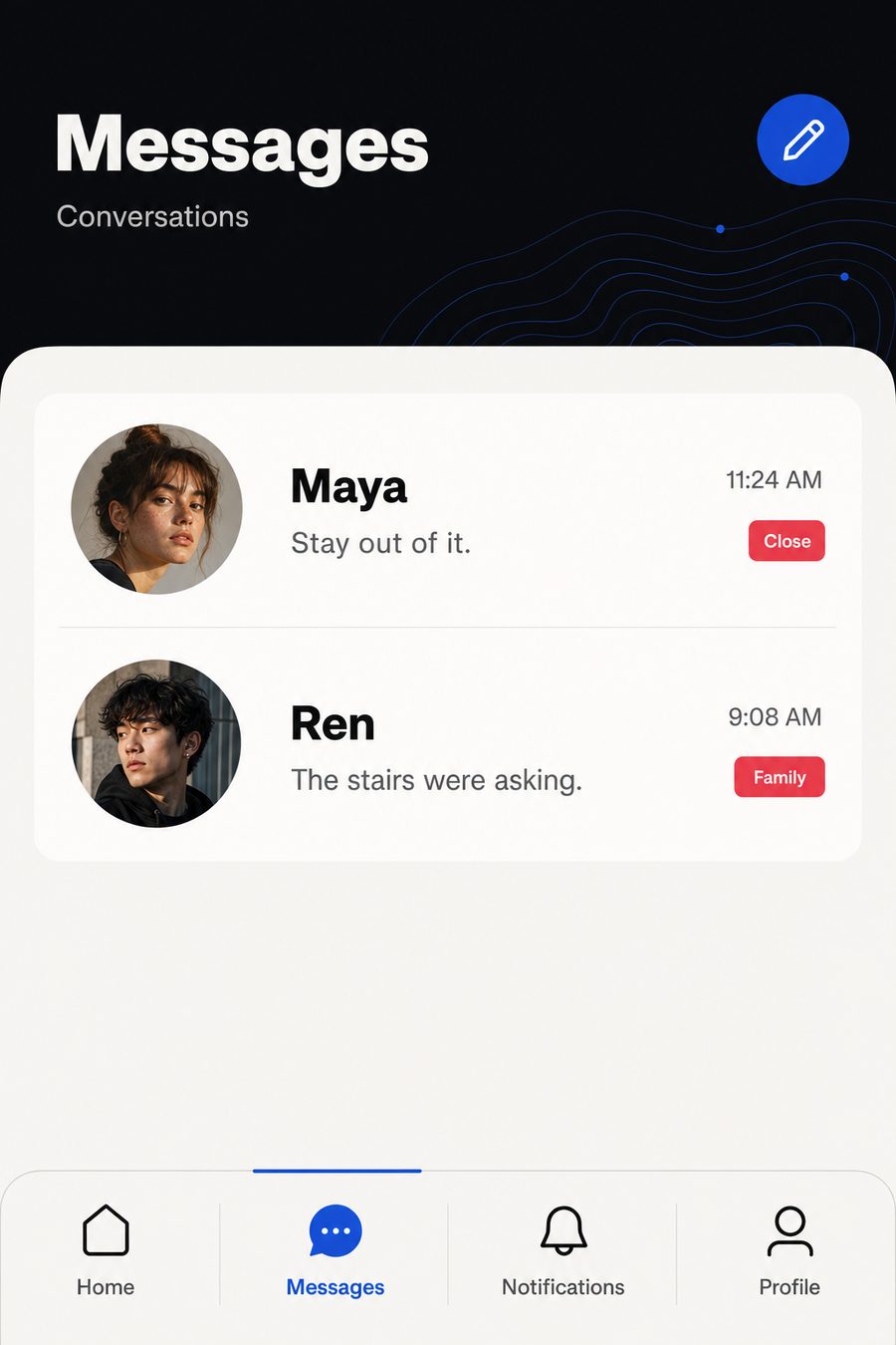 Mensajes de las personas del proyecto