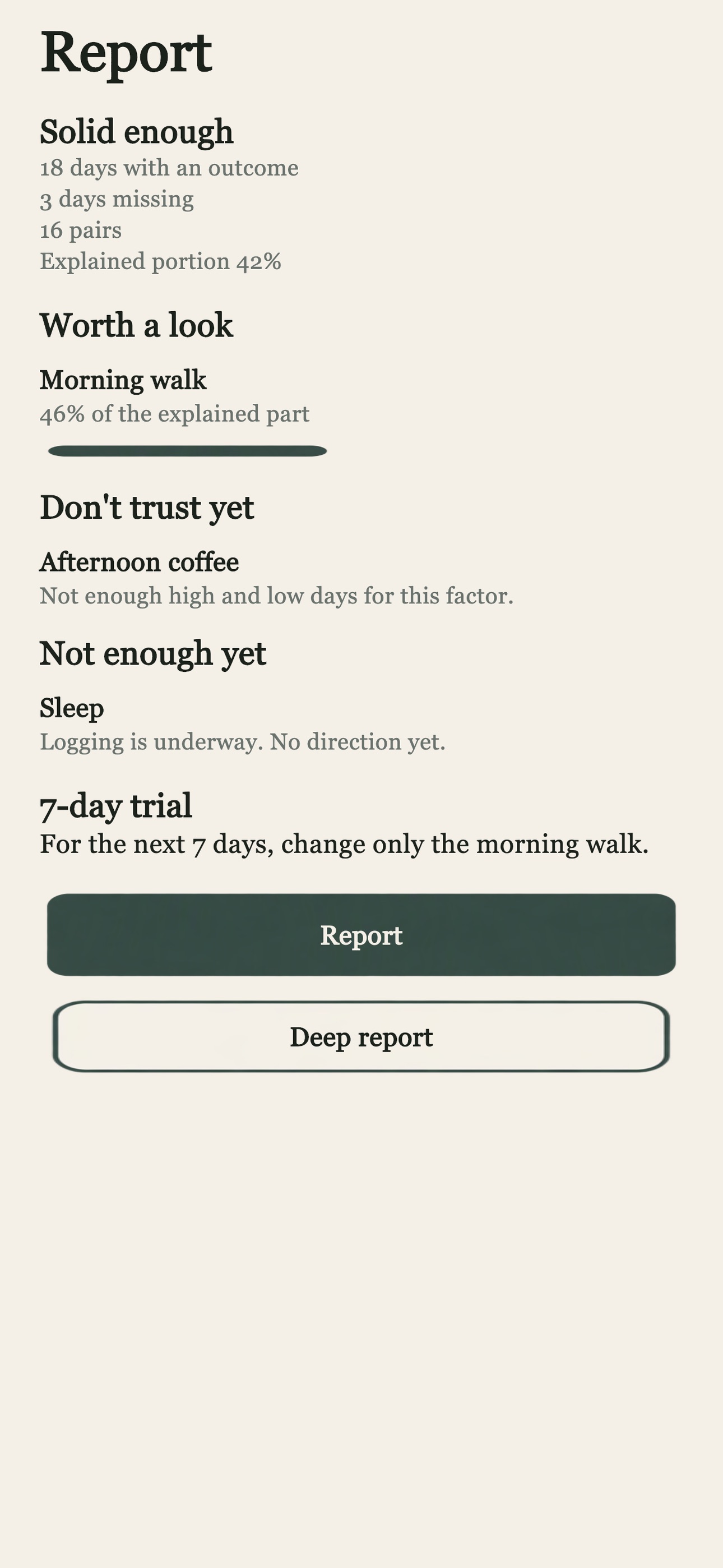 A Motif Log report on a phone